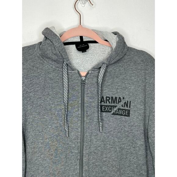 Armani Exchange Grey Zip Up Long Sleeve Lightweight Cotton Hoodie Sweatshirt M - Picture 2 of 9
